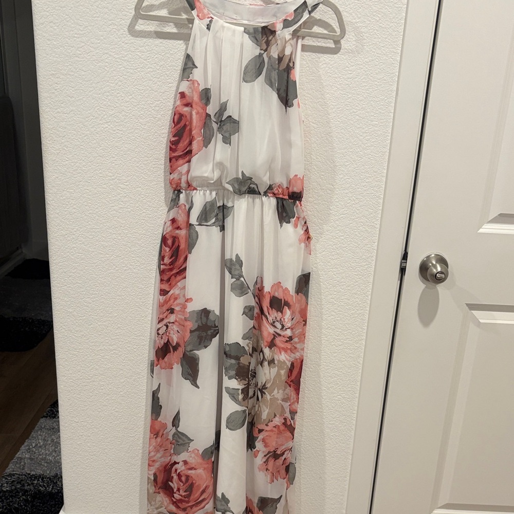 Floral Sleeveless Kids Dress - White and Pink